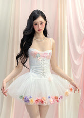 White Floral Strap Dress for Women